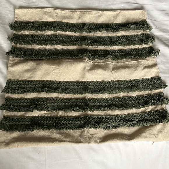 Morgan Home square fringe pillow cover in sage - Picture 8 of 10